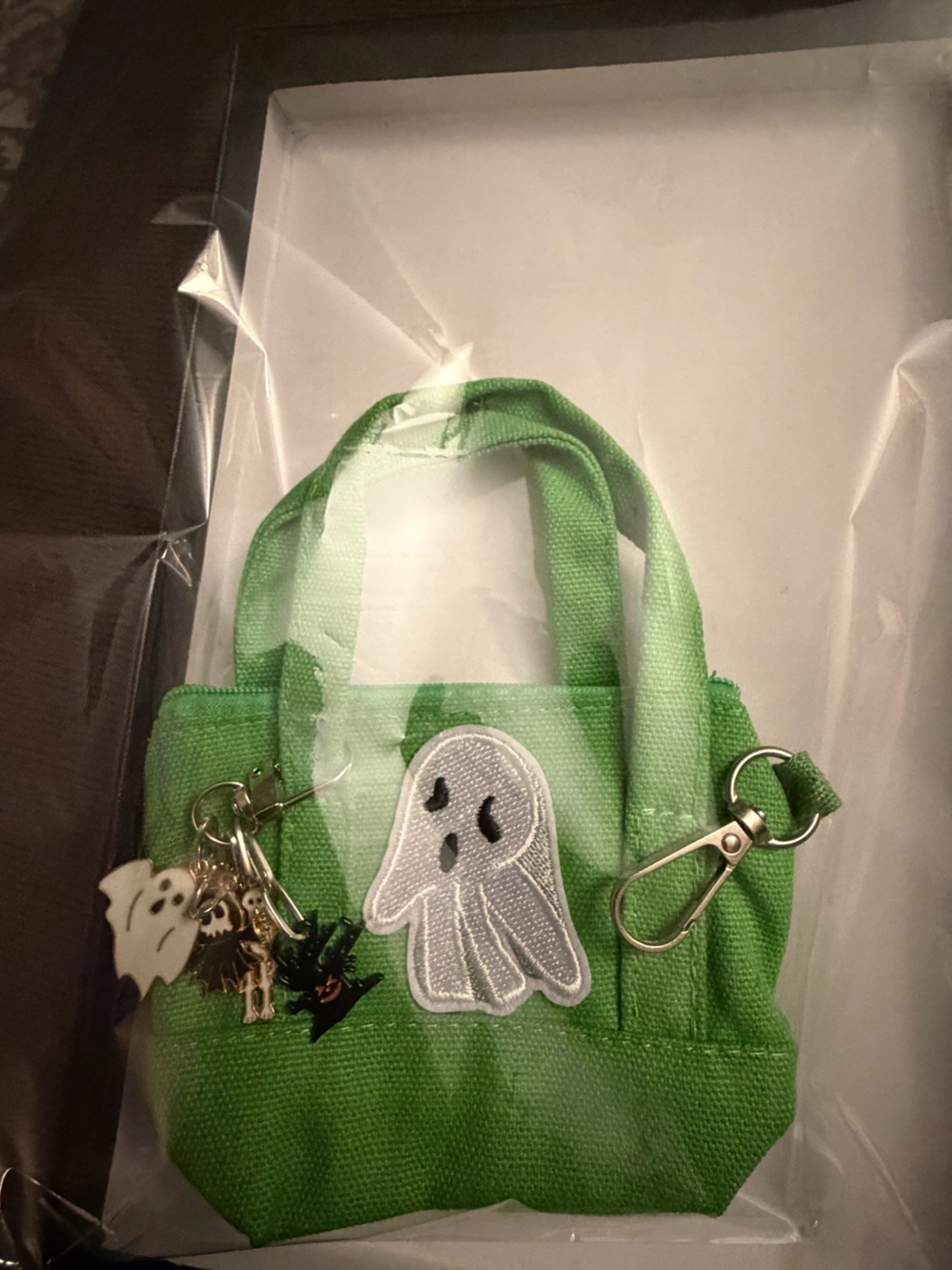 Halloween Mini Tote Bag with charms and embroidered patch